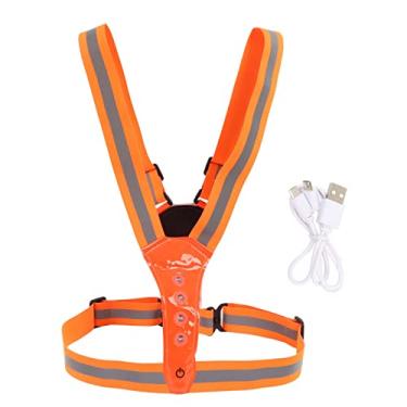 Imagem de Colete de Segurança Iluminado, Colete Refletor de LED Recarregável por USB, Resistente à Pele, Alta Visibilidade, Design Ergonômico, à Prova de Chuva para Corrida (tangerina)