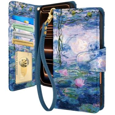 Imagem de Toycamp Capa carteira para iPhone 17 Pro com alça de pulso - Capa de telefone flip de couro com bloqueio RFID 4 porta-cartões para Apple para iPhone 17 Pro Funda fofa estética para mulheres senhoras