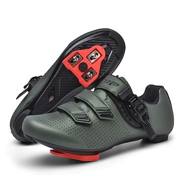Imagem de Vicogn Tênis de ciclismo interno masculino e feminino compatível com bicicleta Peloton pré-instalado com Look Delta Cleats Outdoor Road Biking, Esmeralda, 7 Women/5 Men