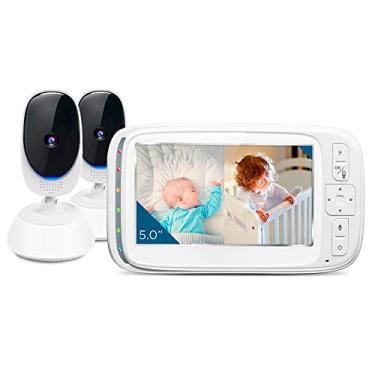 Imagem de Babá Eletrônica VM75-2 com Tela de 5 polegadas, 2 Câmeras - Visão Noturna, Áudio Bidirecional, Panorâmica Remota, Inclinação e Zoom Digital