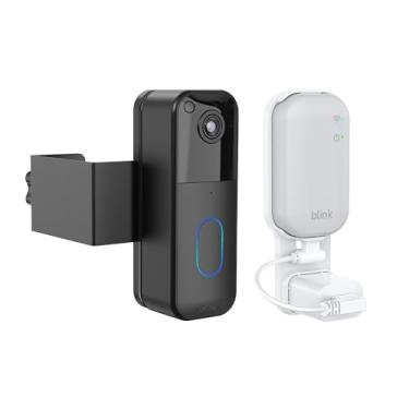 Imagem de HomeMount Suporte de câmera Blink Doorbell, com suporte de parede de tomada para núcleo de módulo de sincronização, suporte de montagem de porta de campainha Blink fácil de instalar, não danifica sua