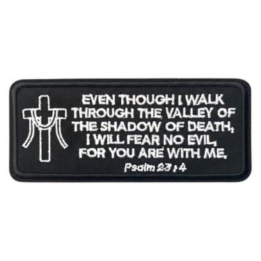 Imagem de Psalm 23:4 Religiosa Vida Eterna Verso da Bíblia Fé Jesus Cristo Tema - Patch de Costura a Ferro 10 cm, Remendos Cristãos de Motociclista, Costura a Ferro para Camisetas, Jeans, Chapéus e Bolsas