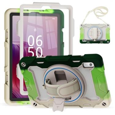 Imagem de Bkinew Capa para tablet Lenovo Tab M9 22.9 cm 2023 (TB310FU/TB310XU) com protetor de tela, capa de proteção totalmente robusta para crianças com alça de mão e ombro com suporte giratório 360, verde