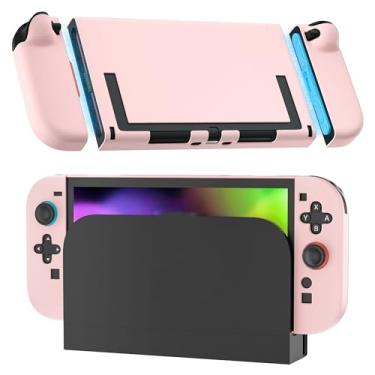 Imagem de RHOTALL [Versão atualizada pode ser encaixada facilmente] Capa de encaixe rosa para Nintendo Switch 2 2025, capa protetora rígida de policarbonato, capa de controle fina e fofa com joycon removível