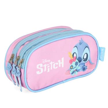Imagem de Estojo Escolar Triplo Stitch Disney 3 Divisorias Cor Rosa