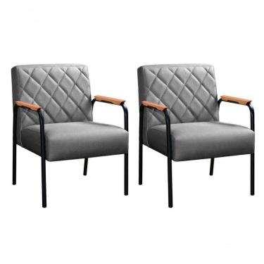 Imagem de Conjunto 2 Poltronas Ludmilla Cadeira Decorativa Sala Recepção Escritório - Linho Cinza 320