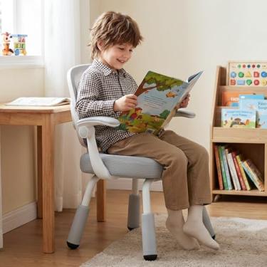 Imagem de ERIYA Cadeira de mesa infantil, cadeira de estudo infantil, ajustável em altura com suporte para as costas, design ergonômico, multifuncional para estudo, trabalho e jantar – ideal para quartos e