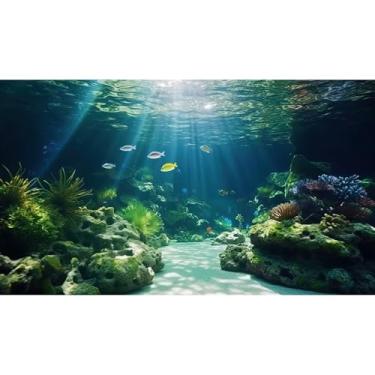 Imagem de Fundo de aquário sob o mar cena subaquática corais recifes fundo de tanque de peixes oceano profundo mar rocha caverna sunray terrário fundos subaquáticos vida marinha aquário fundos 61 x 40 cm