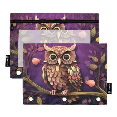 Imagem de Wassud Pastas de fichário com 3 furos com 3 furos coruja na árvore pasta organizadora de arquivos para escritório em casa, pacote com 2