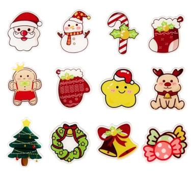 Imagem de MALOYANVE 12 peças broche de Natal para mulheres acrílico transparente boneco de neve Papai Noel Jingle Bell doces abrangente roupas de natal mochilas chapéus acessórios joias presentes, Medium