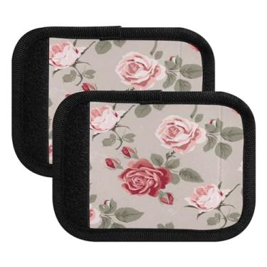 Imagem de Qilmy Embalagem com 4 identificadores de bagagem com fragmentos florais estilo fresco, capa de pega confortável para carrinho de bebê, mala de viagem, acessórios de viagem de avião1554