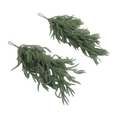 Imagem de ZAWELIYO Norfolk Pine Teardrop Swag Conjunto de 2 Coroas de Natal para Decoração de Casa Interna Com Comprimento de 26,77 Polegadas