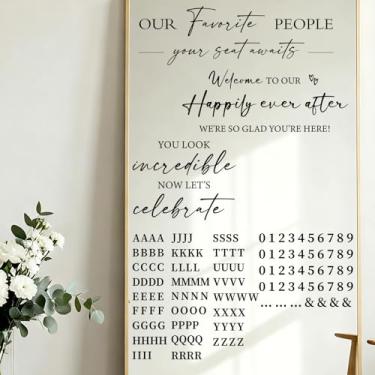 Imagem de MotiMind 4 peças de decalque de placa de boas-vindas para espelho de casamento, adesivos de tabela de assentos, suprimentos de festa de casamento, decalques removíveis de letras de vinil para chá de