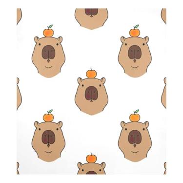 Imagem de Linda capa de painel de lava-louças magnética laranja branca capivara decoração, capa magnética para lava-louças 58 cm L x 66 cm A