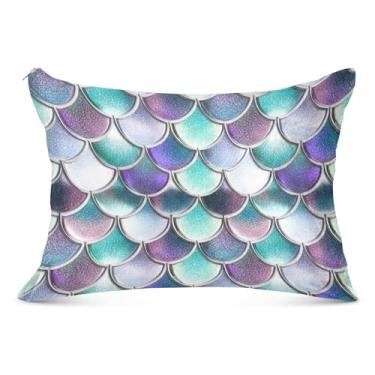 Imagem de Fronha decorativa colorida roxa branca com zíper padrão Queen King Travesseiros corporais cores macia grande fronha, tamanho king, 50,8 cm x 101,6 cm