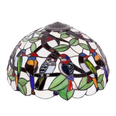 Imagem de Abajur Tiffany estilo pássaro, feito à mão em vitral, 40 cm de largura, estilo vintage, para luminária de mesa ou de chão. Ideal para decoração de quartos, salas de estar, casamentos e escri