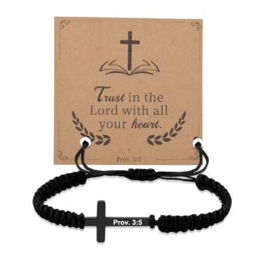 Imagem de YangQian Pulseira de Deus da Oração do Senhor para homens e mulheres, presente católico religioso cristão para ele, presente de batismo de comunhão, Small, Zinco, Sem Pedra Preciosa