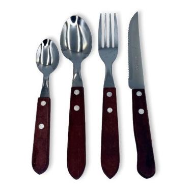 Imagem de Jogo De Talher Faqueiro Madeira Porta Talher Com Divisória