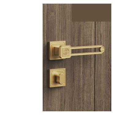 Imagem de 1 conjunto de fechadura silenciosa de liga de zinco maçaneta interior estilo chinês fechadura de porta dividida para quarto com acessórios de hardware para chave (C_72 mm)