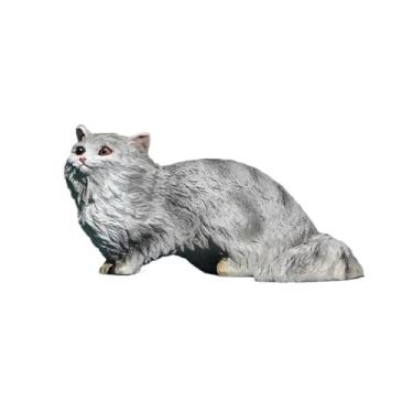 Imagem de Estátua de gato de estimação de latão feita à mão, escultura criativa de gato azul para animais de estimação, casa, escritório, sala de estar, estudo, varanda, decoração, artesanato, coleção