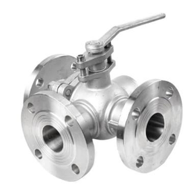 Imagem de EJWFASCV DN20 25 32 40 100 316 Válvula de esfera flangeada de 3 vias de aço inoxidável tipo T Q44F/Q45F Válvula reguladora de comutação de inversão e desvio (DN125)