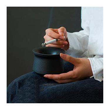 Imagem de Cinzeiro de cerâmica escritório sala de estar bar pequeno azul Klein cinzeiro à prova de vento presente masculino casa sala de estar quarto decoração cigarro cinzeiro cinzeiros (cor: 001) (4)