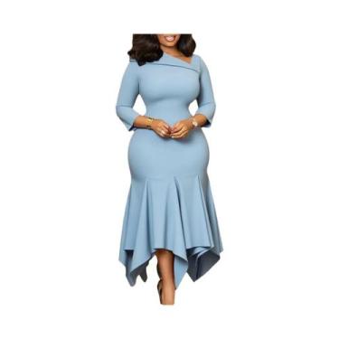 Imagem de Vestido Elegante De Manga Longa Em V Para Mulheres, Vestido Luxuoso De