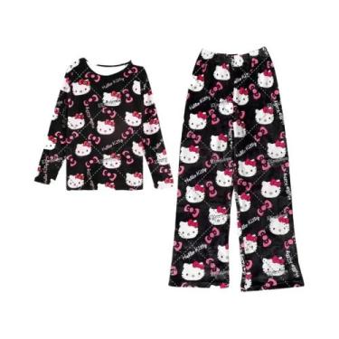 Imagem de Conjunto De Pijamas De Manga Longa Y2K Hello Kitty Para Mulheres, Pija