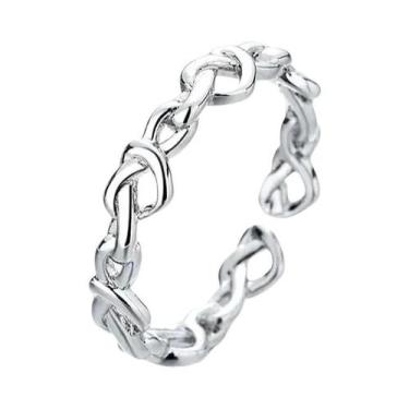 Imagem de Anel De Coração Com Textura De Trançado Prateado Para Mulheres, Joia E