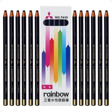 Imagem de Kit Mitsubishi Rainbow: 12 Lápis Dermatográfico Preto 7610-24