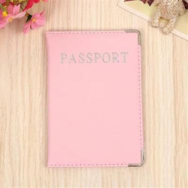 Imagem de Capa para passaporte – Capa carteira de viagem com bloqueio com compartimentos para cartões para homens e mulheres, organizador à prova d'água, rosa, 5.51*3.94in, Tendência