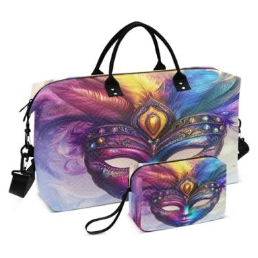 Imagem de CEBUGI Máscara de carnaval acolchoada para mulheres, grande, bolsa de viagem de fim de semana, bolsas hospitalares para trabalho de parto e parto