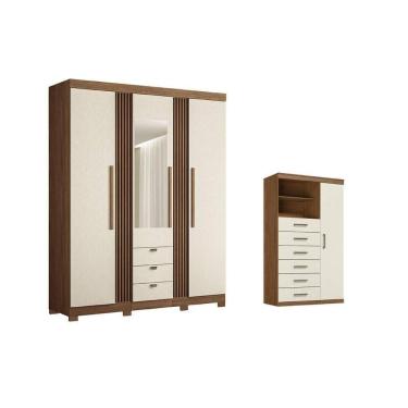 Imagem de Guarda Roupa +1cômoda Qc238 Jatoba/areia - Santos Andirá