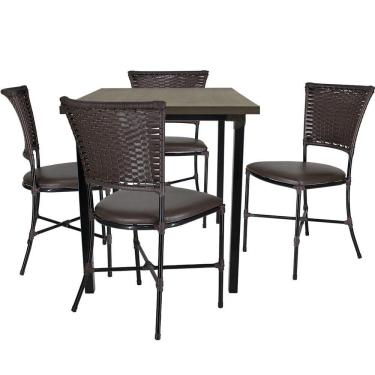 Imagem de Mesa De Quatro Cadeira Gramado Tabaco Jogo De Jardim