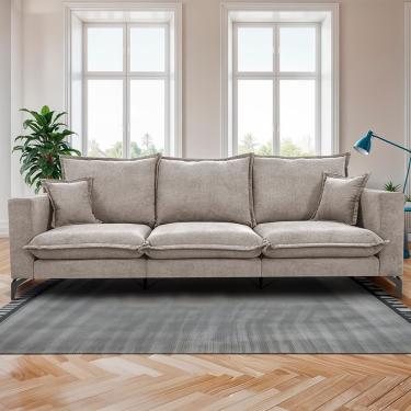 Imagem de Sofá 3 Lugares Modular Boma. 2,40m Boucle Sofá Inbox Bege Claro