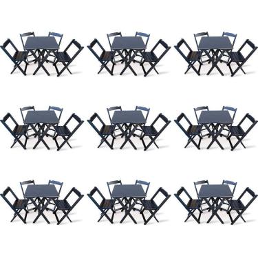 Imagem de Kit 9 Conjunto Com Jogo De Mesa 60x60 Com 4 Cadeiras Dobráveis Preto