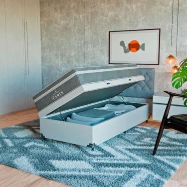 Imagem de Cama Box Baú Solteiro Branco + Colchão Paris Molas Ensacadas - eShop c
