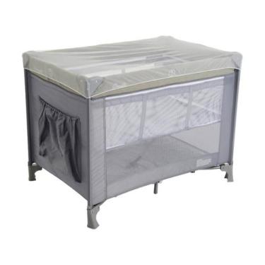 Imagem de Berço Desmontável Portátil Cercadinho Com Mosqueteiro Sonata Cinza Bur