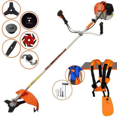 Imagem de Roçadeira Cortador de Grama Vulcan VR620H À Gasolina 2 Tempos 62cc 3HP 6 Opções de Corte Com Facas 2 Pontas, 3 Pontas, 6 Pontas, 80 Dentes e Trimmer