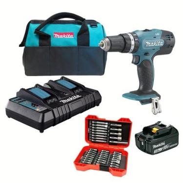 Imagem de Parafusad 18v Makita DHP453z + 1bat 3a + carreg 127V e bits