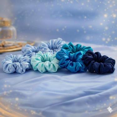 Imagem de Kit 30 Xuxinhas de Cetim com Costura Embutida Scrunchies Frufru Rabicó
