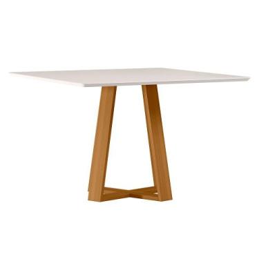 Imagem de Mesa de Jantar 4 Lugares Retangular 135cm Tampo MDF Com Vidro Elian N0