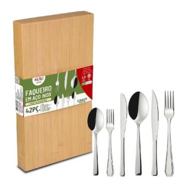 Imagem de Faqueiro em aço inox Decor Bambu 42 Peças - Euro Home