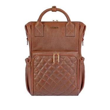 Imagem de Mochila maternidade multifuncional de couro liso Vitta - - Andrea Vinc