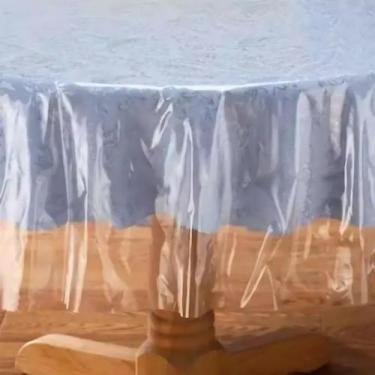 Imagem de Toalha De Mesa Redonda Plástico Transparente 1,20 Diâmetro Contra Arra