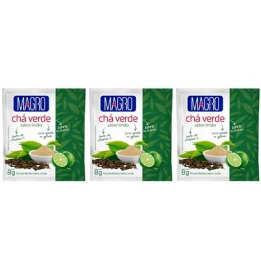 Imagem de Chá Verde Limão Zero Açucar Diet Natural Kit 3 Fonte de Vitamina C 8g 