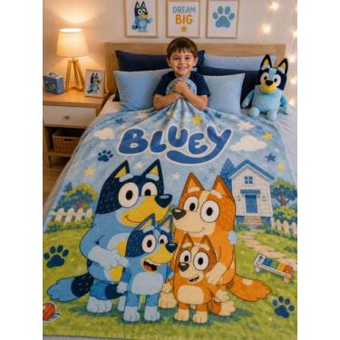 Imagem de Manta Infantil Cachorrinhos Azul e Rosa 2,20m x 1,50m - Decarllos, Azu