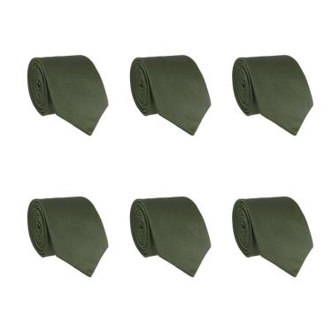 Imagem de Kit 6 Gravatas Masculina Social Slim Premium Tons de Verde Lisa Elegante Padrinhos Formatura Trabalho