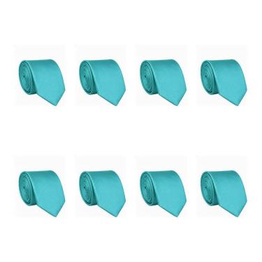 Imagem de Kit 8 Gravatas Masculina Social Slim Premium Tons de Verde Lisa Elegante Padrinhos Formatura Trabalho