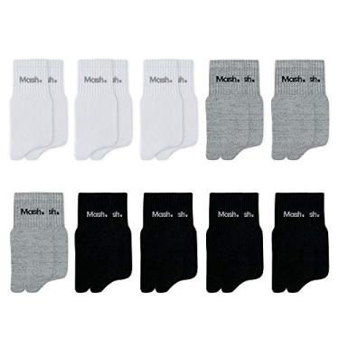 Imagem de Kit 10 Pr Meia Esp Cn Curto C/Felpa, Mash, Masculino, Preto/Cinza Mescla/Branco, 34-38